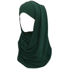 Lina & Lily Bubble Crepe Chiffon Women's Muslim Hijab Head Scarf Turban Fabric Lightweight Opaque, Jungle Green