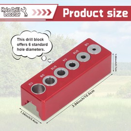 Round Dowel Drill Block Drilling, Self Centering Doweling Jig Kit, Drill Jig for Straight Holes, for Woodworking 1/8in 3/16in 1/4in 5/16in 3/8in 1/2in