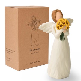 NANAOUS Guardian Angel Statue, Sunflower Gifts for Women, Angel Figures, Woman Holding Sunflower Figures for Thanksgiving, Mother's Day or Birthday