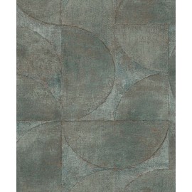 Sample for Display Purpose only.Concord Wallcoverings Textured Wallpaper Vintage Geometric Featuring Circles and Dots, Grey Silver Copper Blue, 7 in x 10 in, 32823