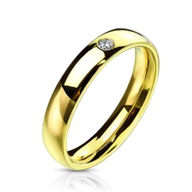 Marimor Jewelry Stainless Steel 316 Gold Ion Plated Cubic Zirconia Classic Wedding Band 4,6 or 8mm Width 06 mm Size 10