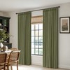 MIULEE Olive Green Pinch Pleated Linen Curtains 96 Inches Long