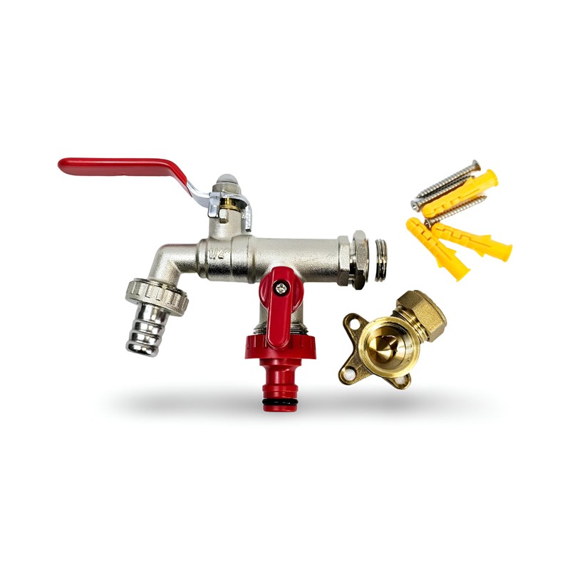Wärmer System Double Duo Outlet Garden Tap with 15mm Brass