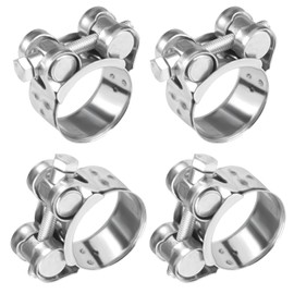 Pack of 4 Joint Bolt Clamps, Stainless Steel, 26-28 mm Joint Bolt Clamps, Adjustable Stainless Steel Hose Clamps, for Hose Attachment, Pool Hose, Gas Line and Garden, Band Width 17.5 mm (Silver)