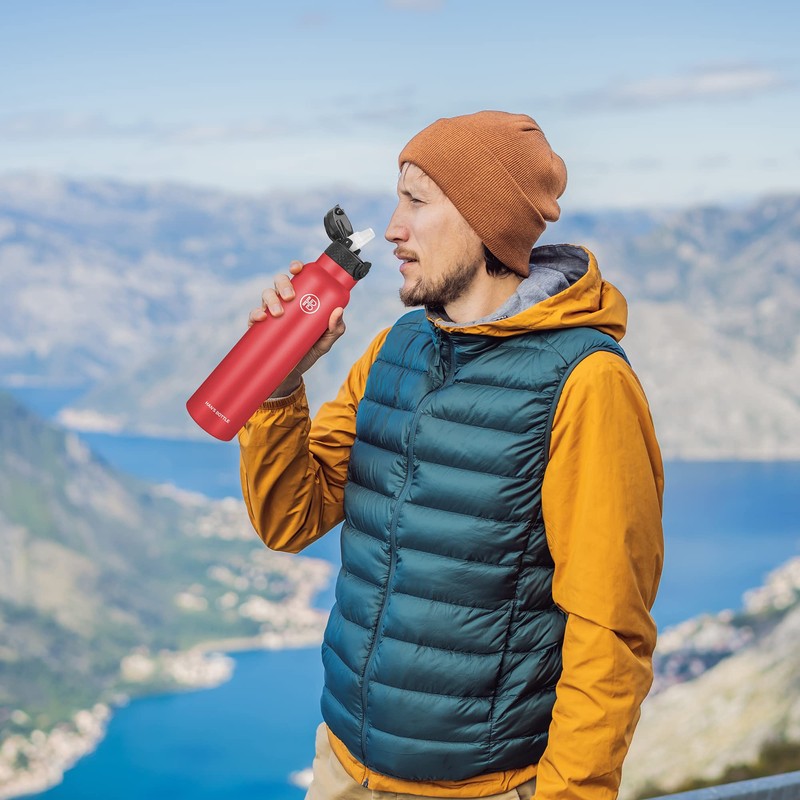 Han's Bottle Sports Water Bottle - 32 Oz, Straw Lid,