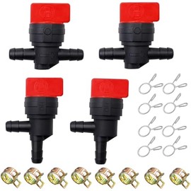 Taiss Fuel Shut Off Valve,4PCS 1/4" Line Gas Fuel Small Engine Shut Off valves Compatible with 494768 698181 Gas Fuel shutoff valves Lawn Tractors.（Right angle and flat angle ）