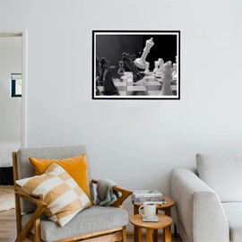 5D DIY Diamond Painting Kits, Black and White Chess Diamond Art Full Round Drill Crystal Rhinestone Embroidery Pictures Arts Paint by Diamond Painting Kits for Home Wall Decor Gift 12x16in/30x40cm