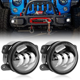 KARSAM 4Inch LED Fog Lights for 2007-2018 Jeep Wrangler JK JKU 2018-2024 JLU Front Bumper White Round Fog Light, 30W LED Off Road Lights for Driving, 4" Fog Lamps, Accessories for Jeep Wrangler 2PCS