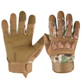 U-NEST Airsoft Gloves, Tactical Gloves, For Bicycles, Full Finger, Hard Knuckle, Smartphone Compatible, For Shooting, Motorcycles, Airguns, Cycling, Climbing, Survival, Walking, Adjustable (Camo, M)