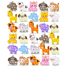 FILMINK 30 PCS Pop Fidget Toys Party Favors for Kids Bulk Mini Pop Keychain It Birthday Goodie Bag Stuffers Fidgets for Kids Classroom Prizes Student Gifts Stress Relief Toys