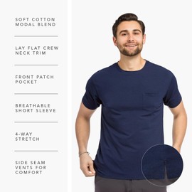 Fishers Finery Men's Soft Cotton Modal Crew Neck Pocket Tee - Breathable and Tag Free T-Shirt (Navy, XL)