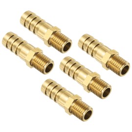 sourcing map 5Pcs Brass Hose Barb Fittings Metric M10-1.25 Male to Barb Fit Hose ID 10mm Barbed Pipe Fitting Adapter Connector for Water Fuel Air