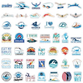 100PCS Swimming Stickers, Funny Swimming Gifts for Student Vinyl Waterproof for Water Bottle Laptop Luggage Guitar Gifts for Teens Girls Kids Adult Students