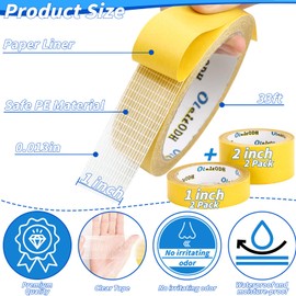 4 Rolls Double Sided Fabric Tape Heavy Duty Double Stick Carpet Tape,High Stickiness Double Sided Tape Multifunctional Double Sided Clear Tape for Floors Mats Carpets Clothing Paste Decor 1in/2inx33FT