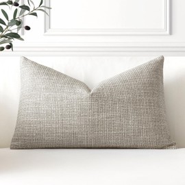 Artscope Linen Cushion Covers Set of 1 Decorative Lumbar Pillowcase Pillow Cover 12x20 Inch for Home Decor Sofa Bedroom Car 30x50cm Khaki