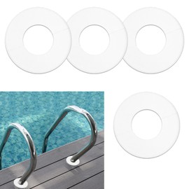 4Pcs Escutcheon Plates Pool, Rubber Pool Ladder, Escutcheon Plate Pool Ladder, Escutcheon Plate, Escutcheon Cover Holes in Pool Ladder Rings, Swimming Pool Ladder Parts in White
