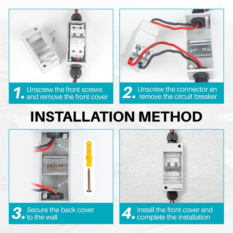 KNMIPJD Solar Panel Disconnect Switch，400V 50Amp Solar Breaker， IP65 Outdoor