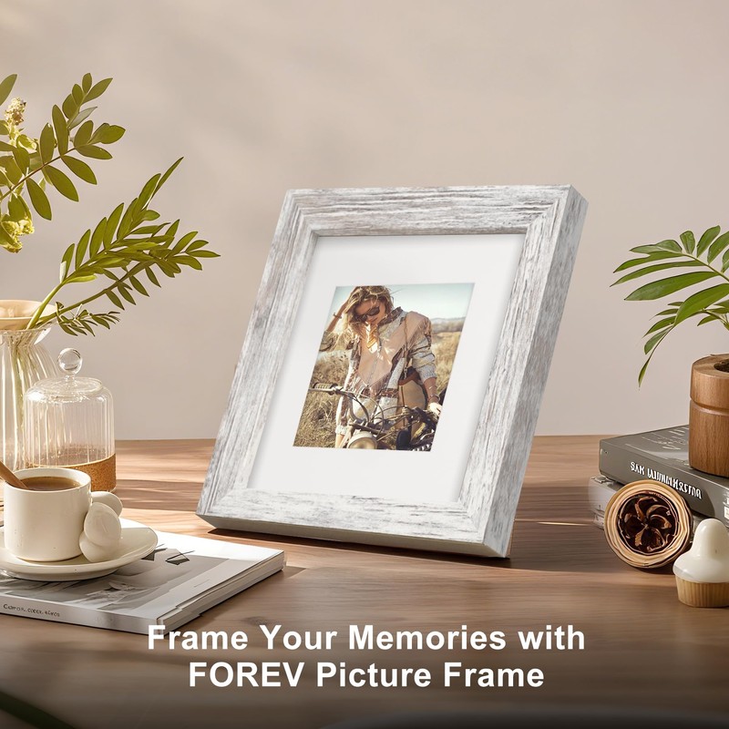 TOFOREVO 6x6 Picture Frames Set of 6 Distressed White Wood