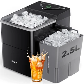 Silonn Countertop Ice Maker with Expanding Ice Basket, 9 Cubes in 6 Mins, 2.5L Ice Basket, Self-Cleaning Ice Maker with LED Touch Control, 2 Bullet Ice Sizes for Home, Kitchen, Office