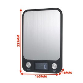 High Precision Digital Kitchen Scale | Electronic Weighing Scales Kitchen for Food, Home Cooking, Baking (22.5x16.5x1.6cm)10kg/1g Black Coloured, Waterproof Surface and LCD Backlit Display