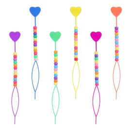 6PCS Quick Beader for Hair Braids, Quick Hair Beader for Braiding Beads on Braids, Plastic Ponytail Maker Set with Random Color Beads, Braid Stringer Hair-Beading Tools Kit (Colorful)