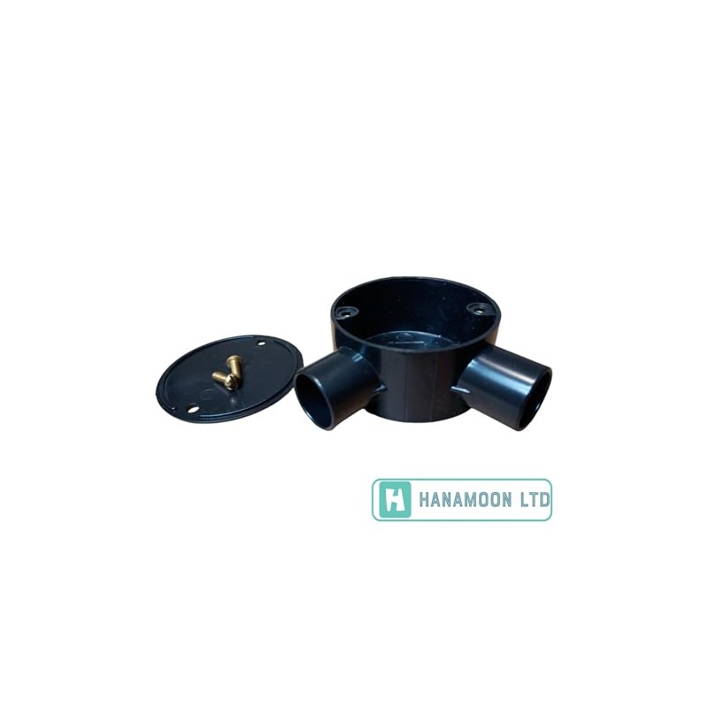 Black 20mm PVC Conduit Box 2 Way Terminal Box with