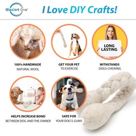 Glaciart One 15-Inch Dog Wool Rope Toy - Durable Chew Toys for Small and Medium Breeds - Natural, Plastic-Free, Non-Allergic - Long-Lasting Play and Activity Ball for Dogs, Indoors and Outdoors
