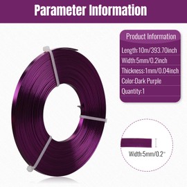 Alambre plano de aluminio – 5 x 1 mm – 32.8 pies de ancho para bisel, esculpir, armadura, fabricación de joyas, color morado oscuro