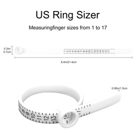 TUNQISM 1-17 USA Rings Size Upgraded Ring Sizer Measuring Set Reusable Finger Size Gauge Measure Tool Jewelry Sizing Tools (White)