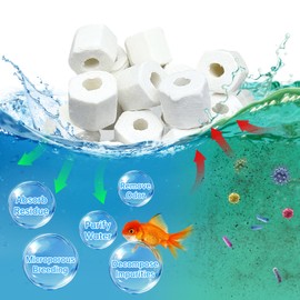 charmshine Ceramic Rings Aquarium Filter Media Ceramic Bio Pond Filter Media Biological Ceramic Rings for Fish Tank Filter Media Freshwater Biological Filter Media Pond (1.1lb with Mesh Bag)