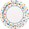 Vibrant Rainbow Polka Dots Dessert Plates - 7" (Pack of