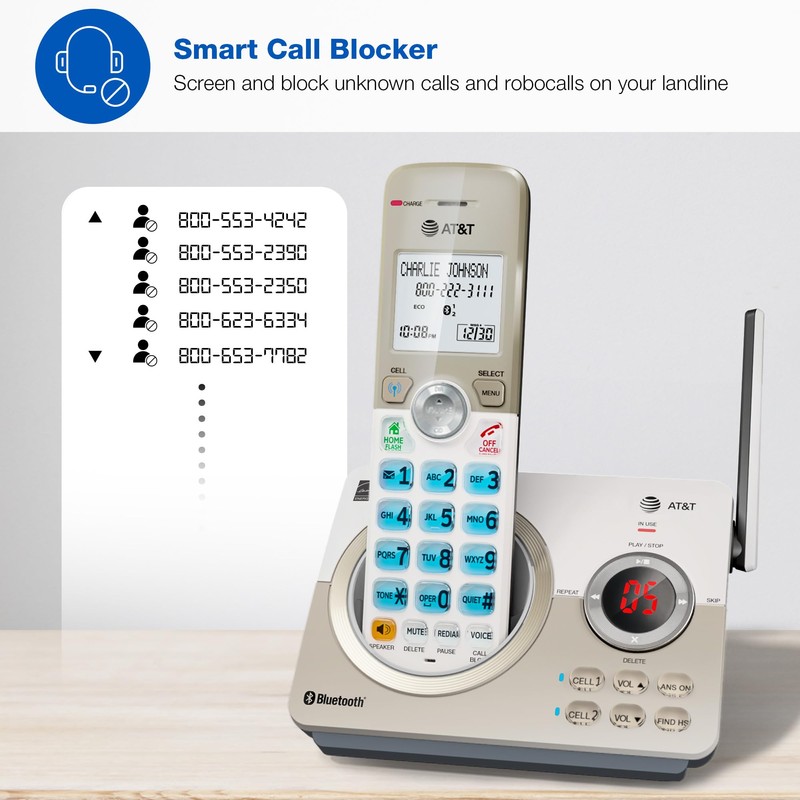 AT&T 4-Handset DECT 6.0 Expandable Cordless Home Phone with Large