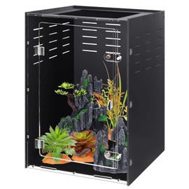 maiyuolg Reptile Tank Enclosure – 16"x16"x25" Crested Gecko Reptile Terrarium – Acrylic Habitat with Ventilation for Lizards, Snakes & Chameleon