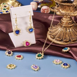 Spritewelry Rhinestone Heart Charms 24 Pcs Heart Birthstone Charms Golden Alloy Cubic Zirconia Crystal Earring Pendants Charm for Jewelry Making Necklace Bracelet DIY Craft