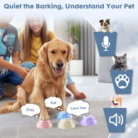 Recordable Dog Buttons, Loud 30-sec Voice Recording Buttons, Pet, Dog, Cat Buttons for Communication, Training and Talking Buttons for Small Dogs, with Mat, Training Manual, Stickers, 4 Buttons