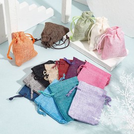 PH PandaHall 15 Color Burlap Gift Bags Drawstring Packing Pouches Bags 2.7x3.5'' Small Cloth Gift Bags Packing Storage Linen Jewelry Pouches for Valentine Wedding Party Shower Birthday Xmas Jewelry