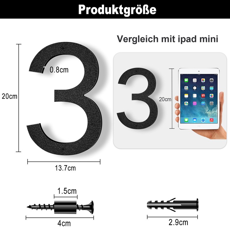 Yafimea House Number Plaque Large Mdoerne Made of ABS Plastic