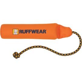 Ruffwear Lunker Throw Toy for Dogs – Durable, Soft Fabric Toy with Rope Handle for Fetch and Tug on Land & Water, Campfire Orange, Medium