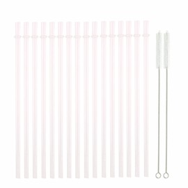 Cnskinny 9.45 Inches Reusable Food grade Plastic Straws for Tall Cups and Tumbler, BPA-Free Unbreakable clear solid color drinking straw 51 tubes + 2 cleaning brush
