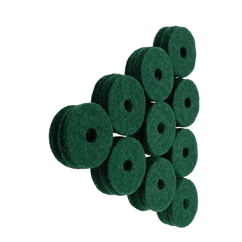 Ahead Green Wool Cymbal Felts 10 Pack 1.5 X 0.5"