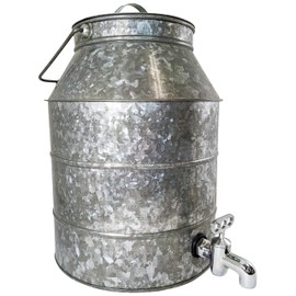 2½ Gallon Beverage Dispenser with Spout for Pouring, Carry Handle, & Lid - Sturdy Galvanized Steel, Ideal for Parties, Weddings, Indoor or Outdoor (12" Tall, 9" Wide) Silver - SciencePurchase