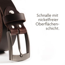 Fa.Volmer ® Buffalo Leather Belt for Men and Women / Leather Belt 35 mm Wide / Can Be Shortened / Model Austin (Available in Black and Brown), brown