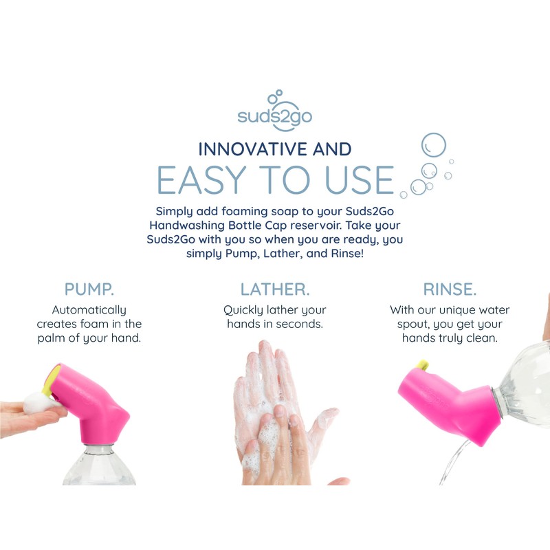 Suds2Go Refillable Caps, 2 Pack - Universal Fit Turns Most