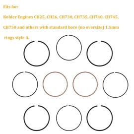Two Sets of Piston Rings Fits for Kohler Engines CH25 CH26 CH730 CH735 CH740 CH745 CH750 and Others 24-108-14-s 2410814s