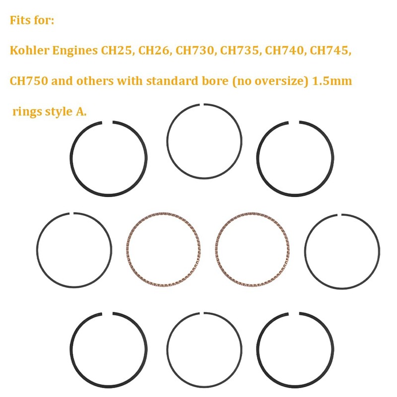 Two Sets of Piston Rings Fits for Kohler Engines CH25