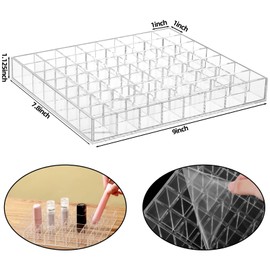 Mumufy Lipstick Holder Clear Acrylic Organizer Makeup Lip Gloss Organizer Plastic Cosmetic Display Case for Lipstick Brushes Bottles Perfume Essential Drawer Vanity Bathroom (56 Slot)