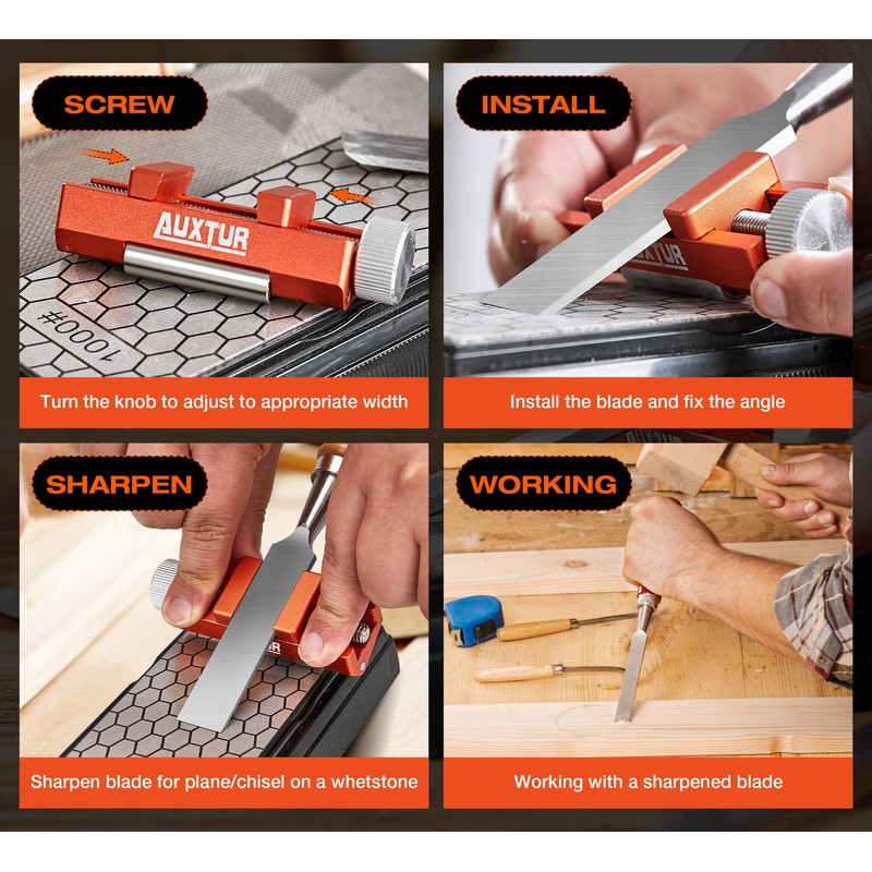 AUXTUR Sharpening Stone with Honing Guide Tool Set for Woodworking,Flattening
