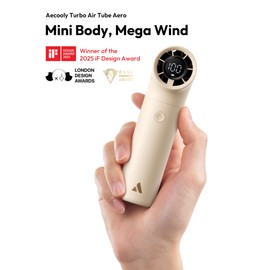 Aecooly Portable Handheld Fan, Powerful Turbo Mini Fan, 16500 RPM High Speed Aero, 14H Max Cooling Time, 5 Speeds Pocket Rechargeable Personal Small Travel GIfts for Women Men -Beige