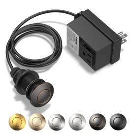 Anwoll Garbage Disposal Air Switch Kit - Professional, UL Listed Wireless Sink Top Garbage Disposal Button, Stainless Steel/Black On/Off, Compatible with all garbage disposals