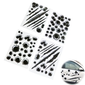 Sticker Car Prank Stickers, Set of 4, Car Door Decoration, Bullets, Bullet Holes, Scars, Claws, Stickers, Car Funny Car Scratches Stickers, Stylish, Decals